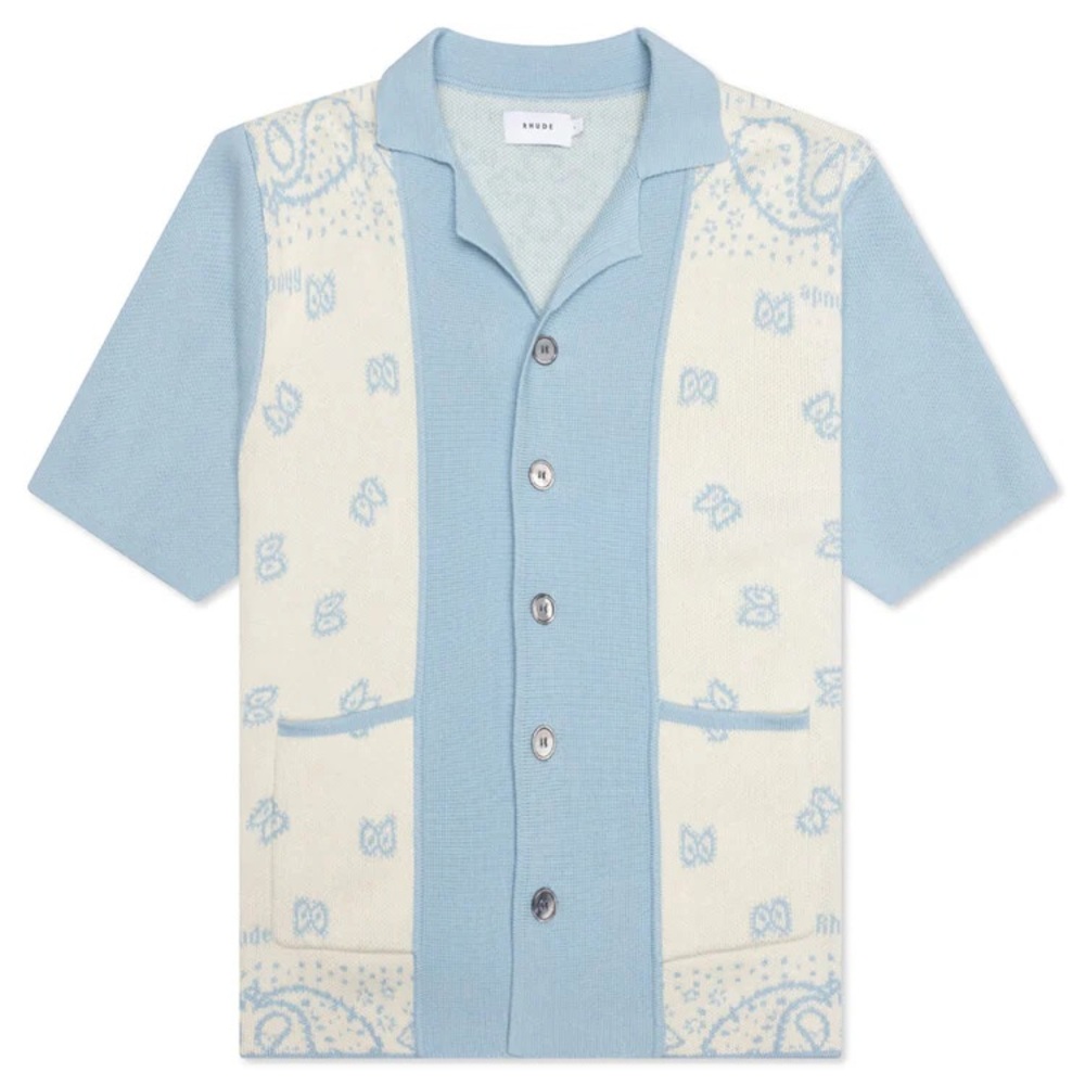 Rhude Light Blue and Cream Casual Shirt